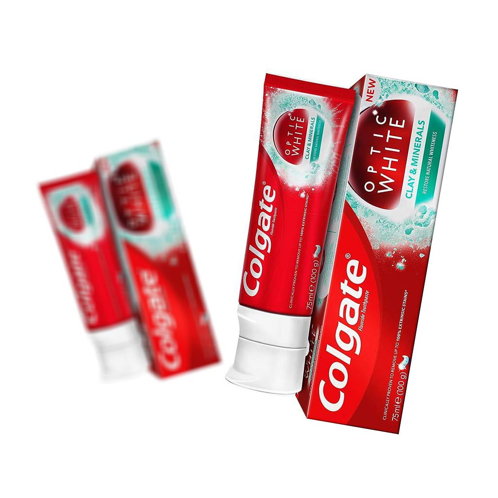 خمیر دندان کلیگت اوپتیک وایت خاک رس و مواد معدنی