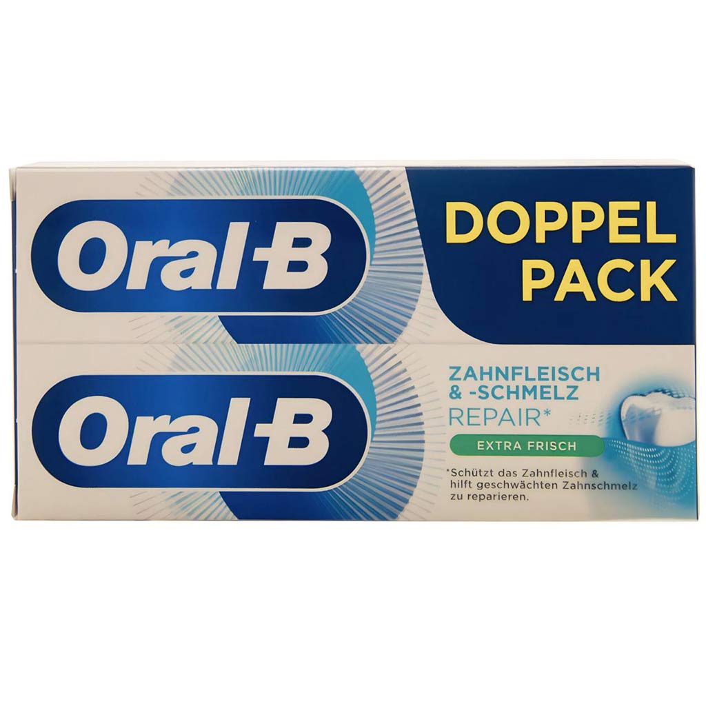 خمیر دندان اورال-بی مدل ترمیم کننده مینای دندان DOPPLE-PACK حجم 75 میلی لیتر بسته 2 عددی