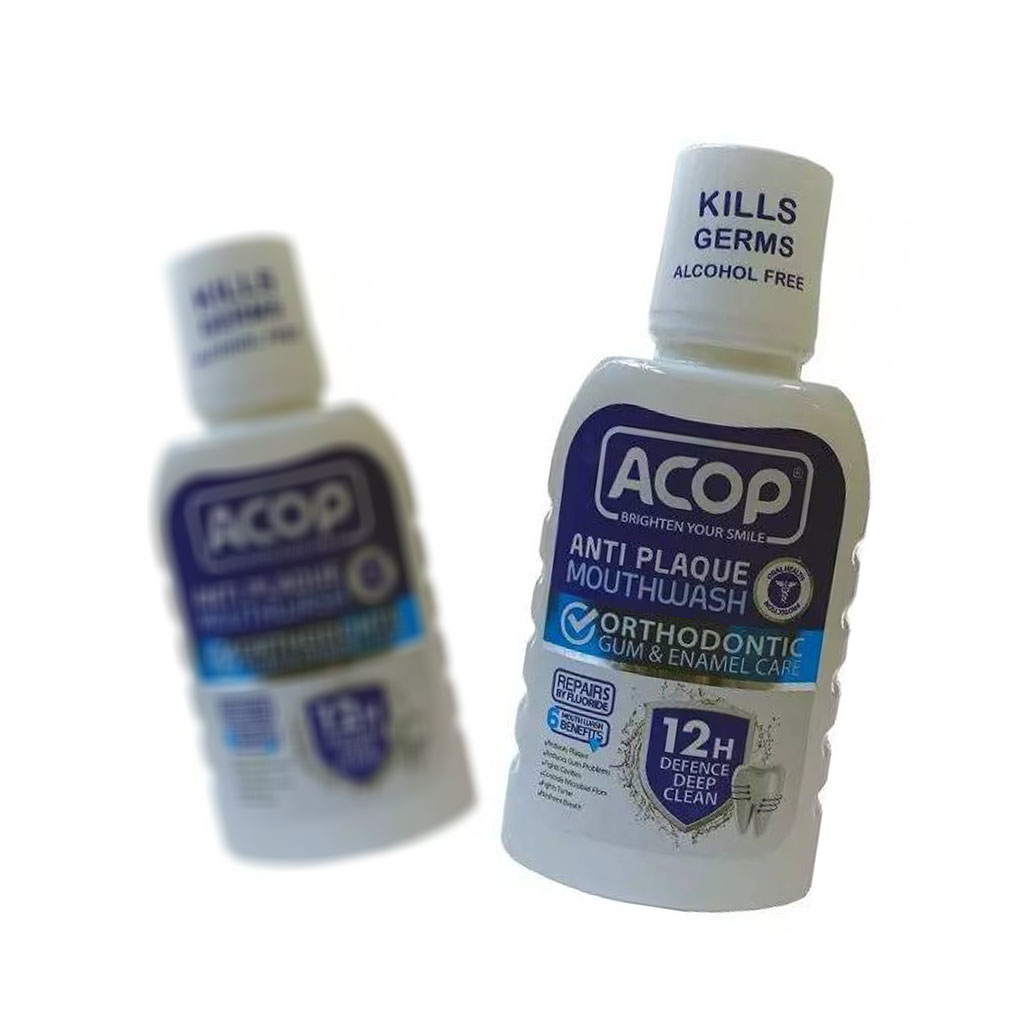 دهان شویه آکوپ مدل Anti Plaque حجم 300 میل مخصوص اورتودنسی