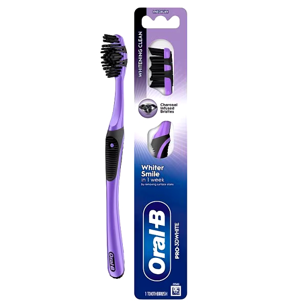 مسواک اورال بی PRO 3D WHITE ORAL-B بابرس متوسط زغالی