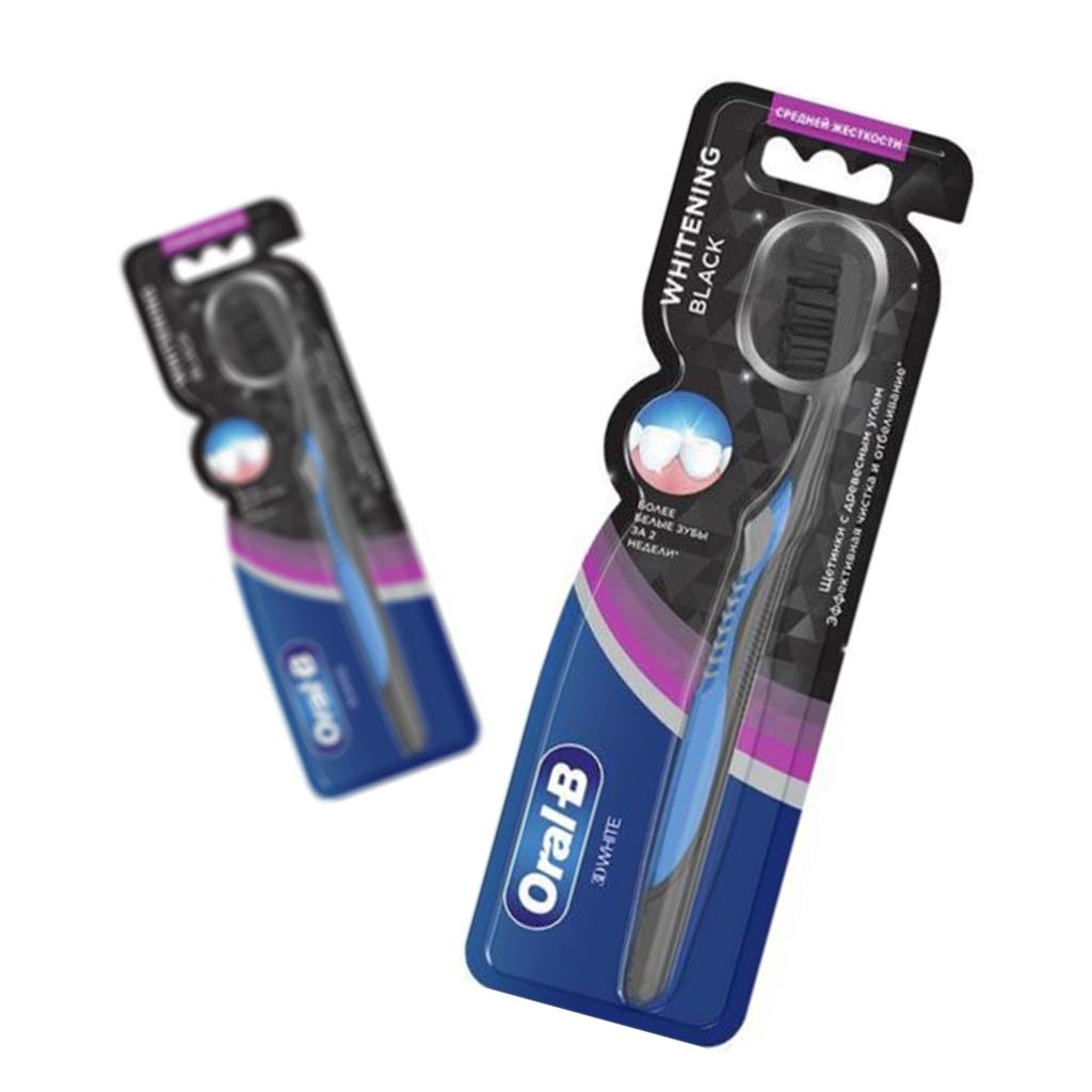 مسواک اورال-بی مدل زغالی با برس متوسط