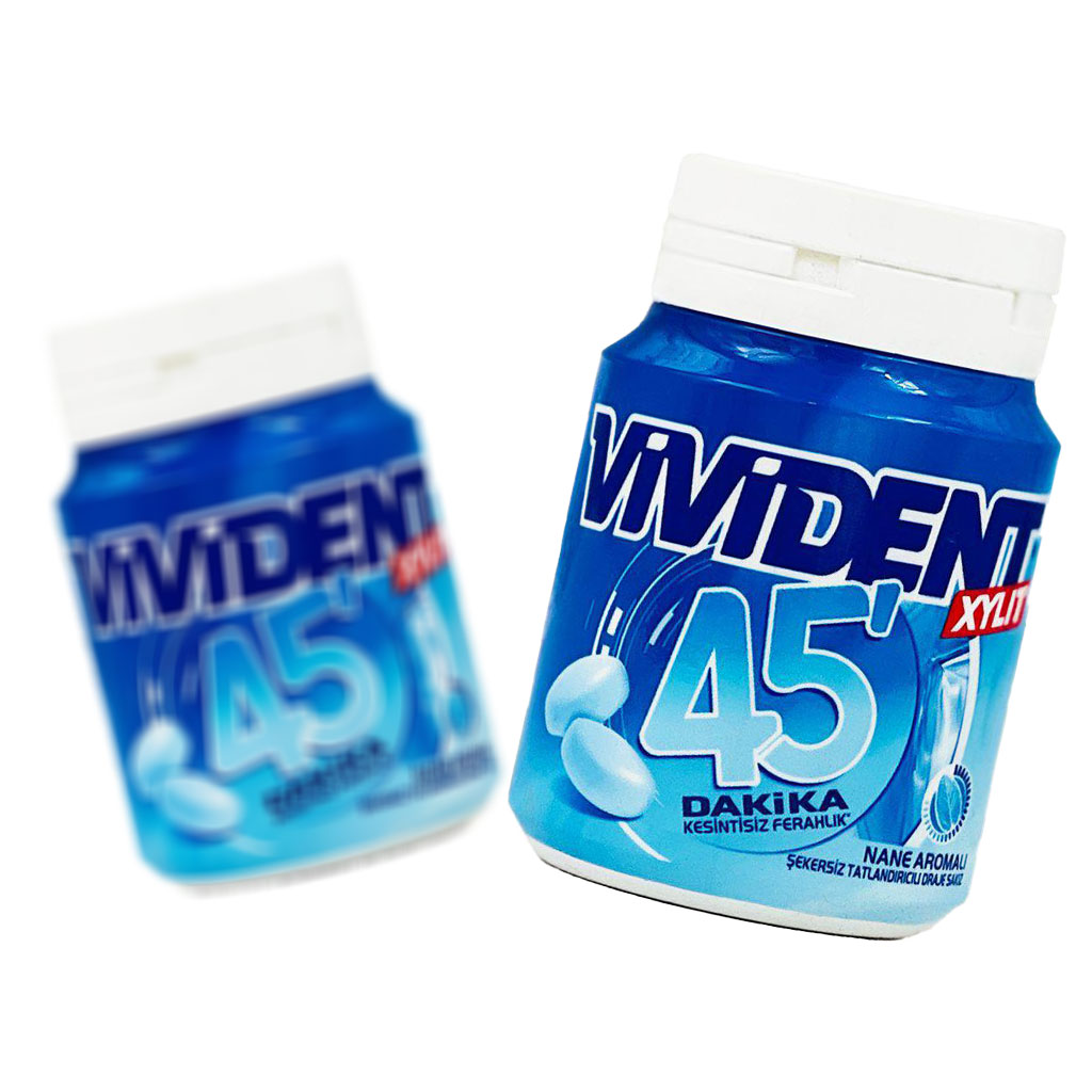 آدامس ویویدنت با طعم نعنا قوطی 45 دقیقه بدون شکر (vivident)