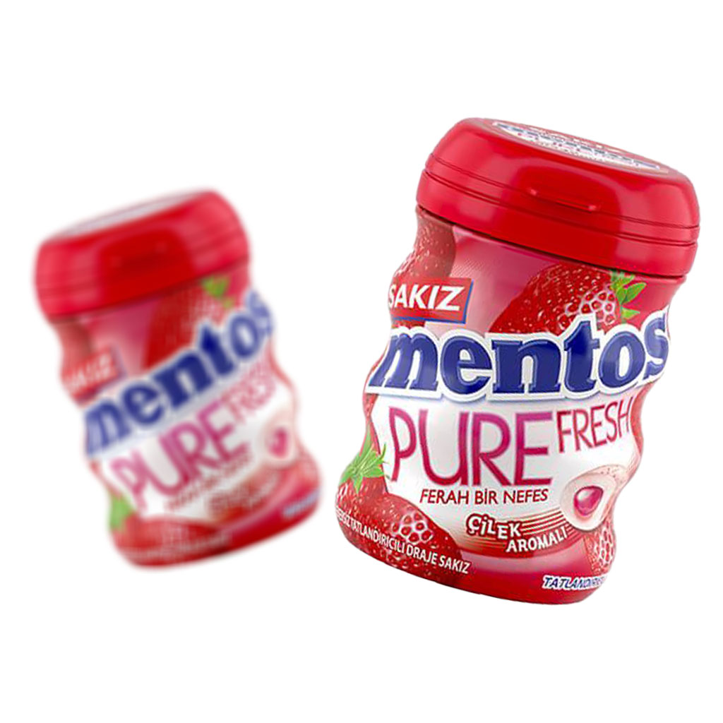 آدامس توت فرنگی قوطی منتوس