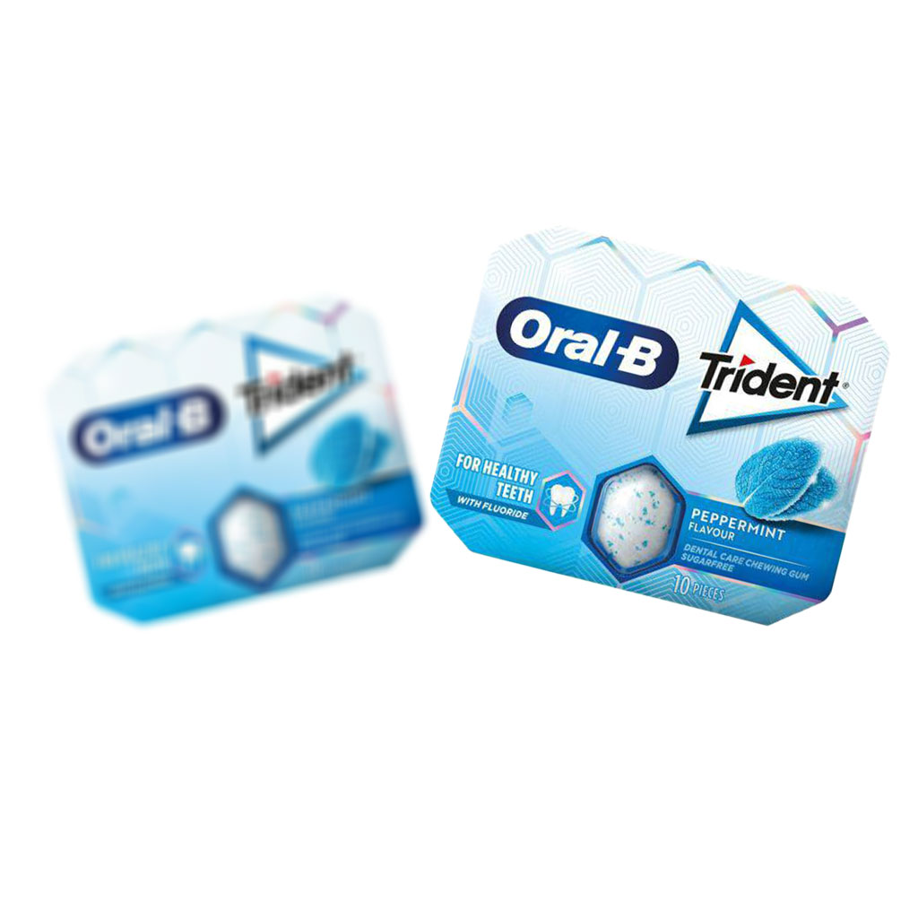 آدامس تریدنت و اورال بی بدون شکر با طعم نعنا تند 10 عددی (Oral-B & trident)